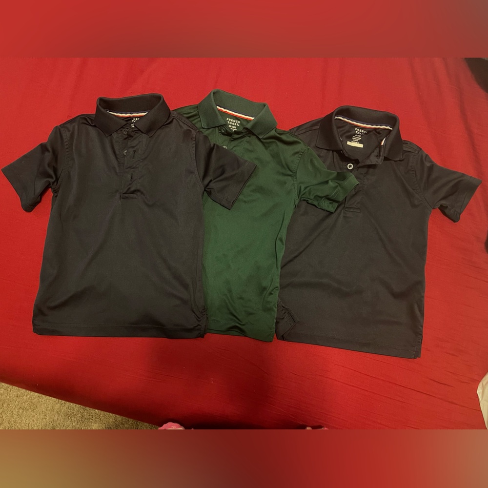 French Toast Kids Polo Shirt Set - Two Navy and One Green